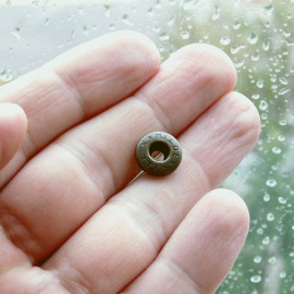 Кнопка альфа, патинированная латунь, YKK, Япония, 10, 13, 15мм