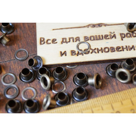 Блочка и люверс D 4 мм. антик. Латунь. 1 шт.