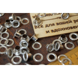 Блочка и люверс D 5 мм. никель. 50 шт.