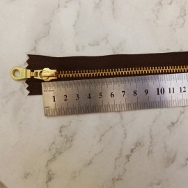 Молния с бегунком YKK №5, 40см, черная и темно-коричневая