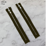 Молния YKK #3 с бегунком никель, цвет черный, 17см, тип 5