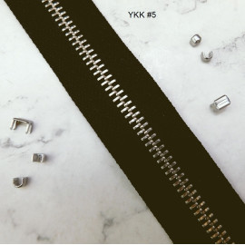Молния YKK №5, цвет черный, 1м, зубья - никель