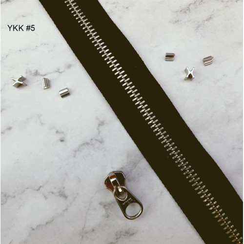 Молния YKK №5, цвет черный, 1м, зубья - никель