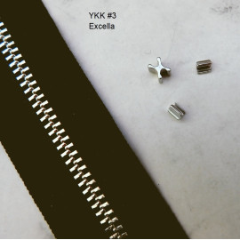 Молния YKK №3, цвет черный, 1м, зубья - никель