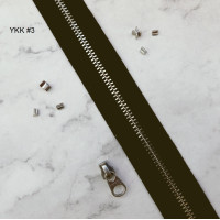 Молния YKK №3, цвет черный, 1м, зубья - никель Молния YKK №3, цвет черный, 1м, зубья - никель