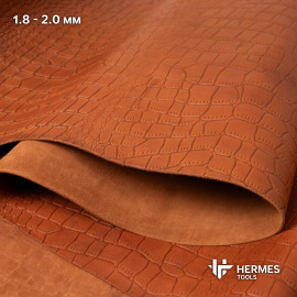 Кожа натуральная. КРС. "Крокодил" 2.0 - 2.5 мм. 40 дм2. Коричневый