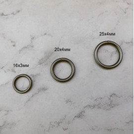 Кольцо со стыком 16х3, 20х4, 25х4мм, металл, цвет - антик серебро