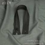 Молния 40 см. Чёрный никель. Классический бегунок. Тесьма чёрная. Т5