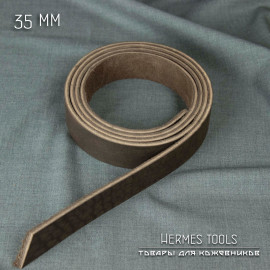 Ременная заготовка. 35 мм. Тёмно-коричневая. 3,6+ мм