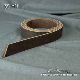 Ременная заготовка. 35 мм. Тёмно-коричневая. 3,6+ мм