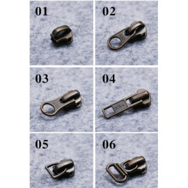 Бегунок, зажимы, ограничители для молнии №5 YKK под бронзу