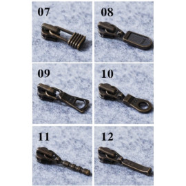 Бегунок, зажимы, ограничители для молнии №3 YKK под бронзу
