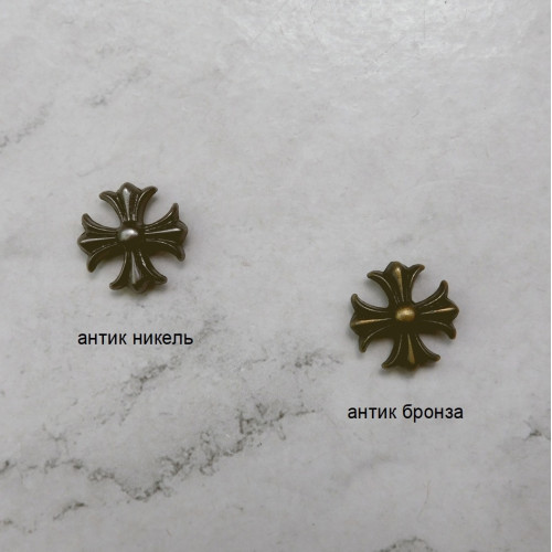 Кончо "Узор", 14х14мм, на винте, антик никель и антик бронза, тип 6