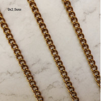 Цепь латунная 9х2,5мм, 10см, тип 4 (панцирная гладкая) Цепь латунная 9х2,5мм, 10см, тип 4 (панцирная гладкая)