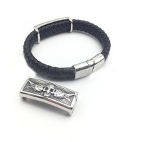 Бусина 12х6 мм Череп на крыльях Сталь⠀