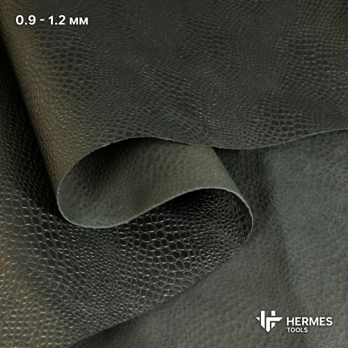 Кожа "Ящерица". Чёрная. 1.2 - 1.4 мм