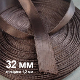 Лента ременная 25-50 мм Коричневая пэ, с окантовкой
