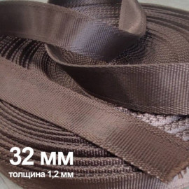 Лента ременная 25-50 мм Коричневая пэ, с окантовкой